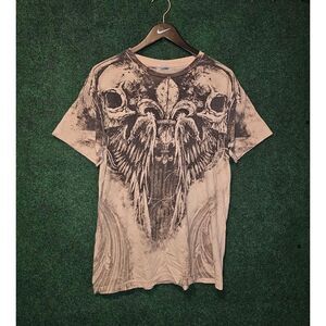 Gothic Skull Wings Graphic T-Shirt y2k affliction alike design tee